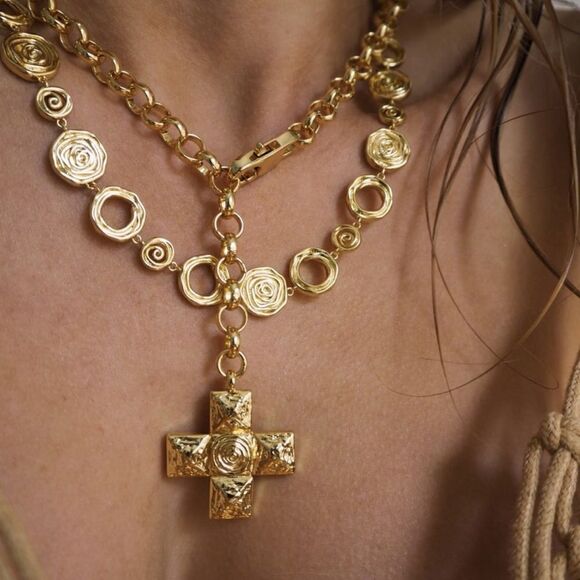 Vintage cross necklace N821 - Picture 3 of 6